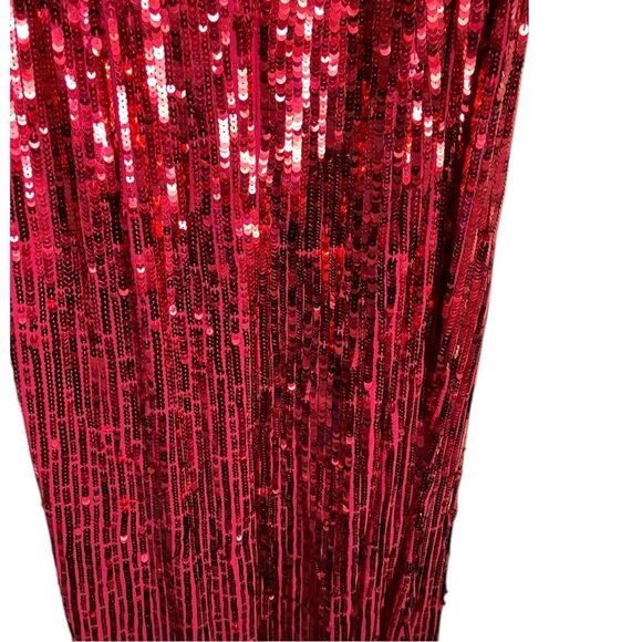 Mac Duggal Dress 8 Red Sequin Spaghetti Strap Slip Gown 10737 Red Carpet Sexy - Picture 10 of 13